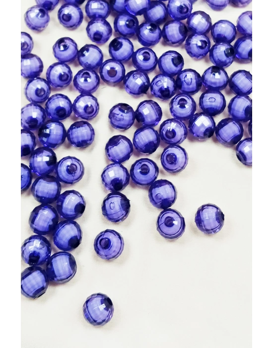 Dünya Boncuk İçten Boncuklu Bileklik Çanta Boncuğu 10 mm 50 gr Eflatun - BNC461