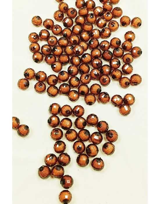 Dünya Boncuk İçten Boncuklu Bileklik Çanta Boncuğu 10 mm 50 gr Kahverengi - BNC462