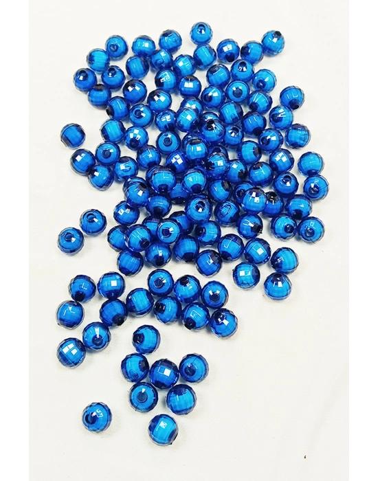 Dünya Boncuk İçten Boncuklu Bileklik Çanta Boncuğu 10 mm 50 gr Mavi - BNC465