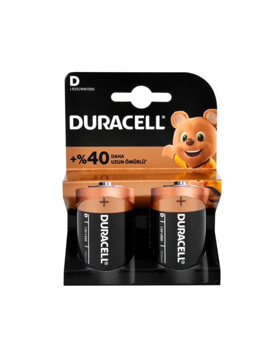 Duracell Alkalin Büyük Boy D Pil 2li