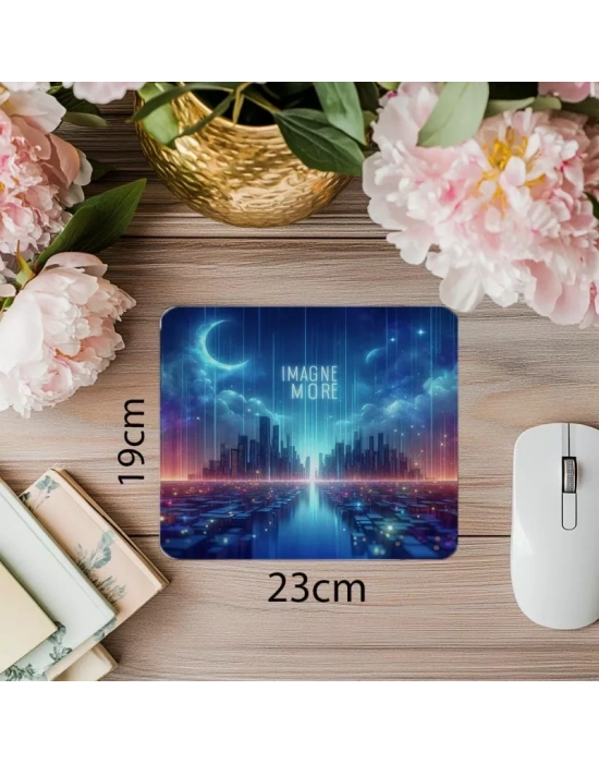 Düşsel Neon Tipografi Mouse Pad Tasarımı - 19x23 cm 2 mm Dikdörtgen İthal Baskılı Mouse Pad