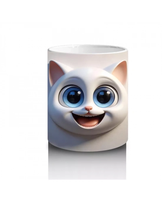 Duvar Arasından Bakan Sevimli Kedi Kafası - Baskılı kahve kupası