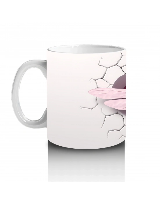 Duvar Desenli İkili Pembe Kelebek – Baskılı Kupa