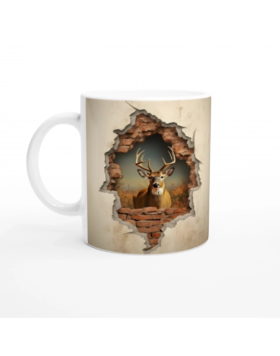 Duvar Kıran Geyik Baskılı Kupa Bardak