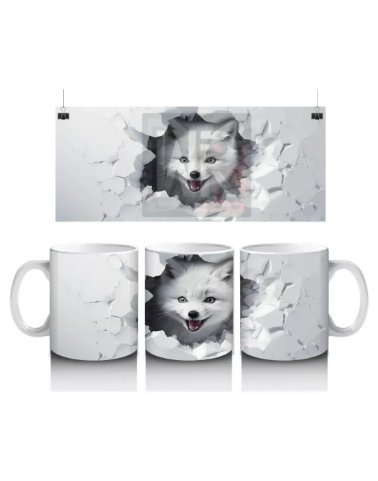 Duvar Patlağından Bakan Gri Tilki – Baskılı Kupa