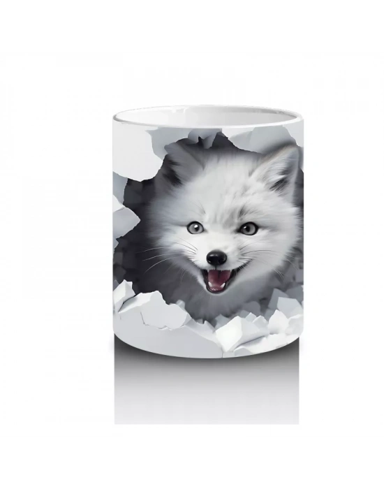 Duvar Patlağından Bakan Gri Tilki – Baskılı Kupa