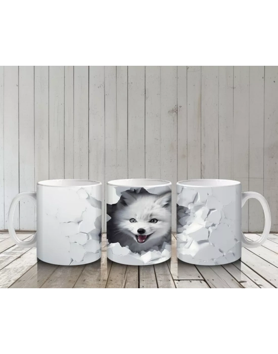 Duvar Patlağından Bakan Gri Tilki – Baskılı Kupa