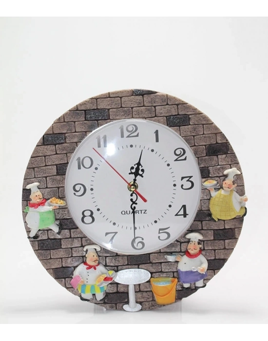 Duvara Asmalı Aşcı Tasarımlı Polyester Saat Alk1539