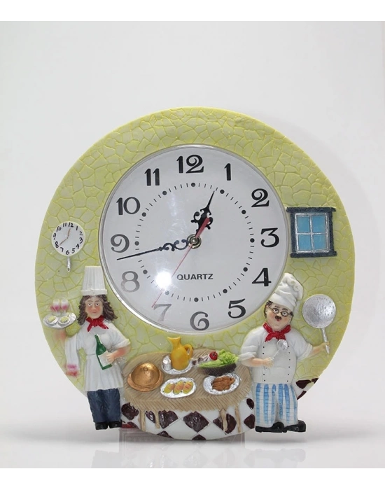 Duvara Asmalı Aşcı Tasarımlı Polyester Saat Alk1543
