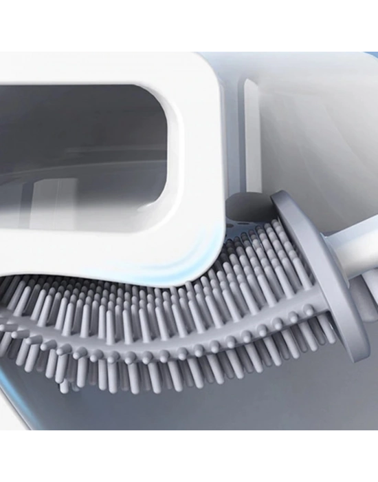 ®  Duvara Monte Edilebilir Kapaklı Askılı Klozet Yumuşak Silikon Başlıklı Tuvalet Fırçası Seti