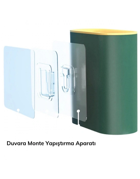 ®  Duvara Monte Edilebilir Kapaklı Askılı Klozet Yumuşak Silikon Başlıklı Tuvalet Fırçası Seti