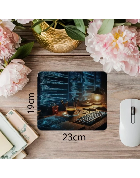 Duvara Yansıyan Kod Satırları Mouse Pad - 19x23 cm 2 mm Dikdörtgen İthal Baskılı Mouse Pad