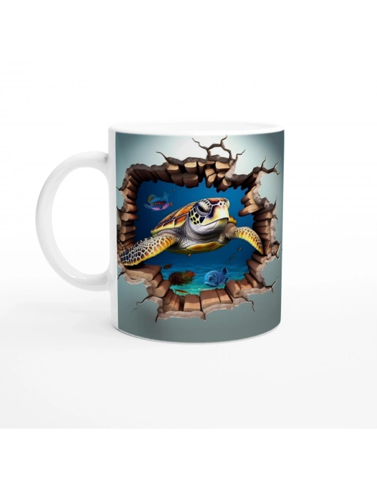 Duvarı Aşan Deniz Kaplumbağası Baskılı Kupa Bardak