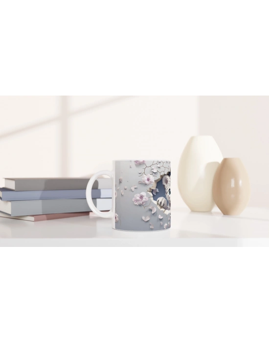 Duvarı Çatlatan Kar Leoparı Yavrusu Temalı Baskılı Kupa Bardak