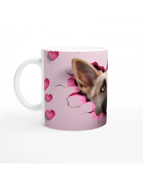 Duvarı Delen Alman Kurdu Temalı Baskılı Kupa Bardak