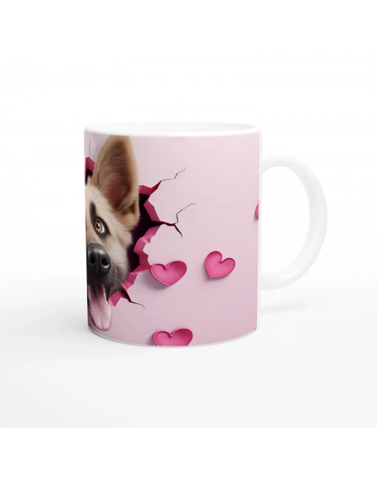 Duvarı Delen Alman Kurdu Temalı Baskılı Kupa Bardak