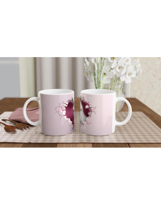 Duvarı Delen Beyaz At Temalı Baskılı Kupa Bardak