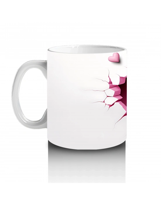 Duvarı Delen Beyaz Kedi Yavrusu – Baskılı Kahve Kupası