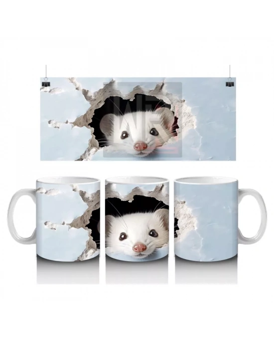 Duvarı Delen Gri Ayı – Baskılı Kahve Kupası