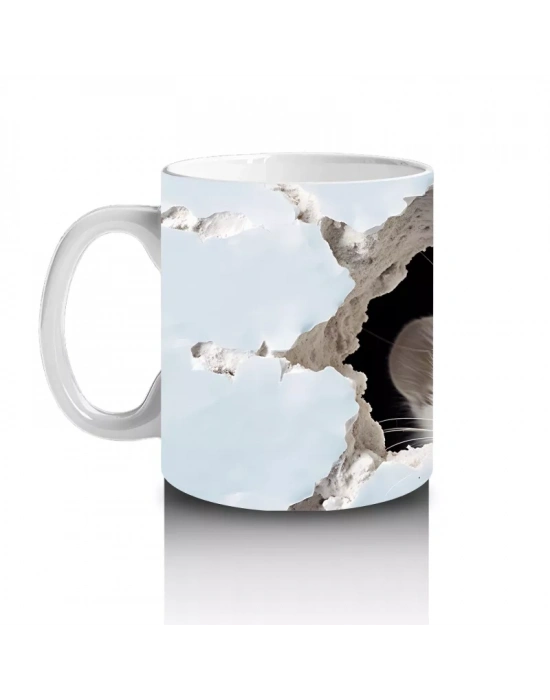 Duvarı Delen Gri Ayı – Baskılı Kahve Kupası