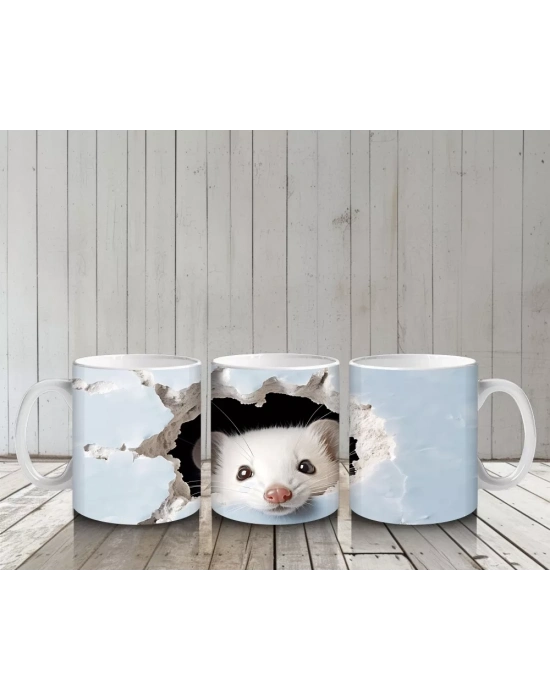 Duvarı Delen Gri Ayı – Baskılı Kahve Kupası