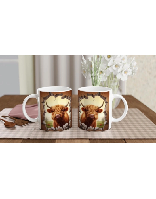 Duvarı Delen Highland Sığırı Kupa Bardak