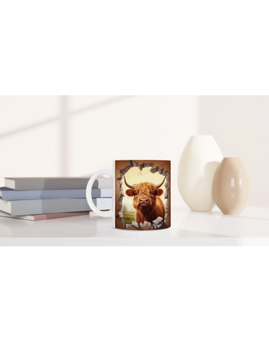 Duvarı Delen Highland Sığırı Kupa Bardak