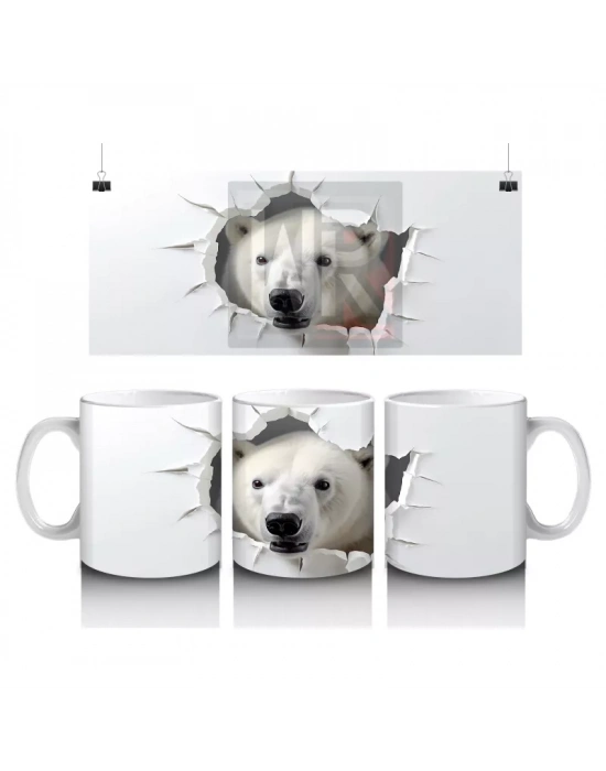 Duvarı Delen Kutup Ayısı – Baskılı Kahve Kupası