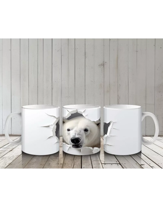 Duvarı Delen Kutup Ayısı – Baskılı Kahve Kupası