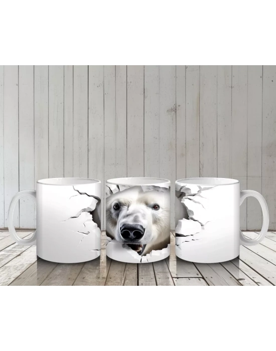 Duvarı Delen Kutup Ayısı – Baskılı Kahve Kupası