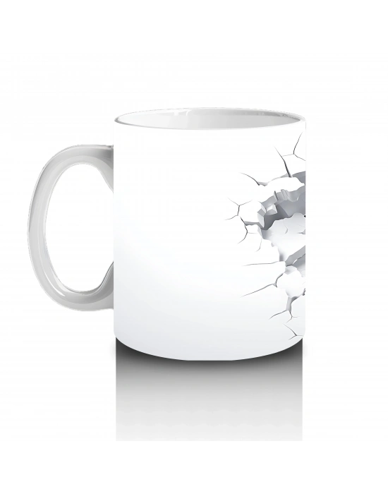 Duvarı Delen Meraklı Tavşan – Baskılı Kahve Kupası