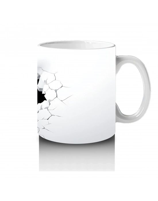 Duvarı Delen Meraklı Tavşan – Baskılı Kahve Kupası