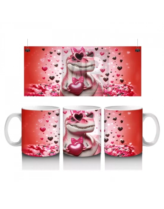 Duvarı Delen Pembe Kuyruklu Sevimli Canavar – Baskılı Kahve Kupası