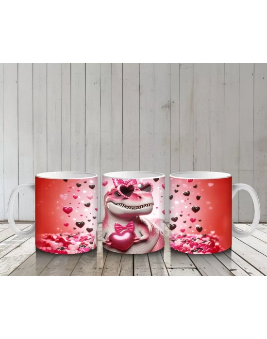 Duvarı Delen Pembe Kuyruklu Sevimli Canavar – Baskılı Kahve Kupası