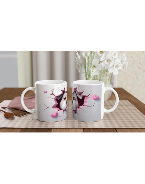 Duvarı Delen Sevimli Bulldog Temalı Baskılı Kupa Bardak