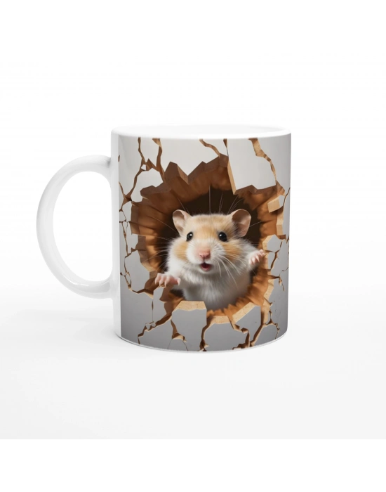 Duvarı Delen Sevimli Hamster Baskılı Kupa Bardak