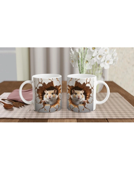 Duvarı Delen Sevimli Hamster Baskılı Kupa Bardak