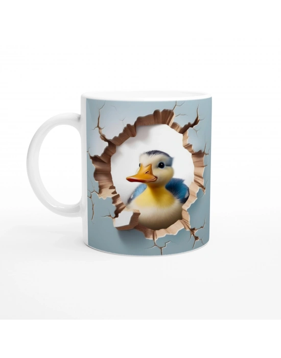 Duvarı Delen Sevimli Ördek Baskılı Kupa Bardak