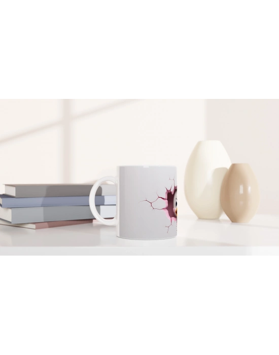 Duvarı Delen Sevimli Ördek Temalı Baskılı Kupa Bardak