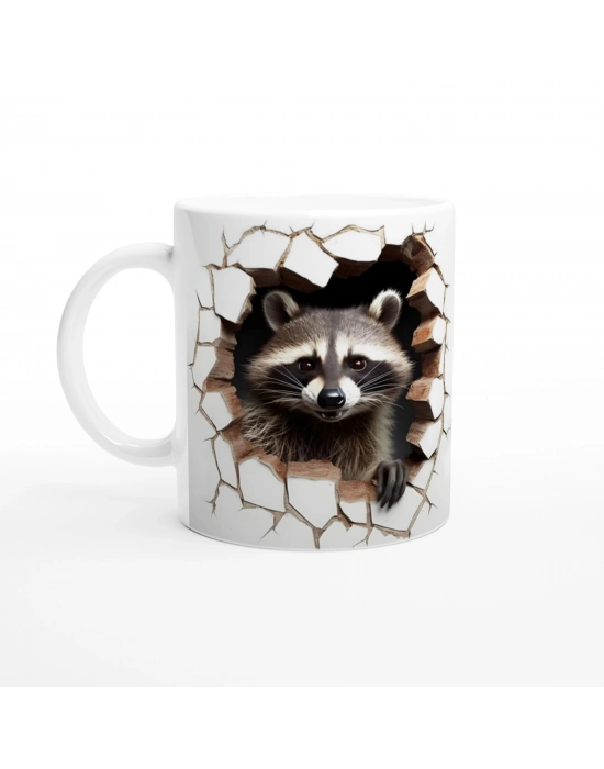 Duvarı Delen Sevimli Rakun Kupa Bardak