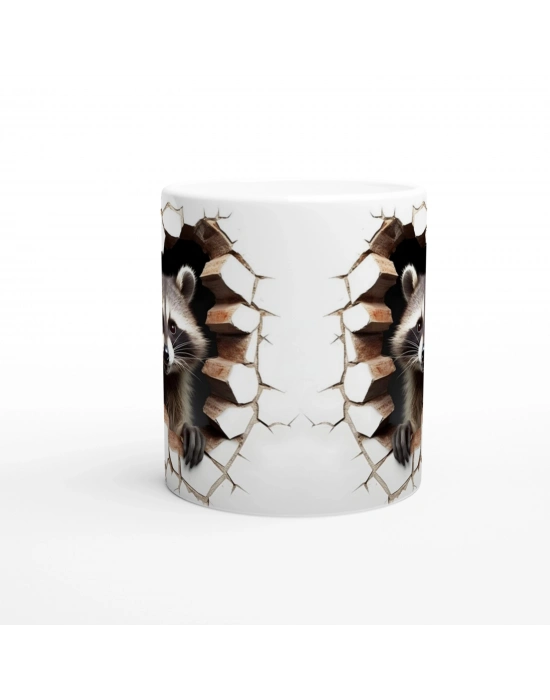 Duvarı Delen Sevimli Rakun Kupa Bardak