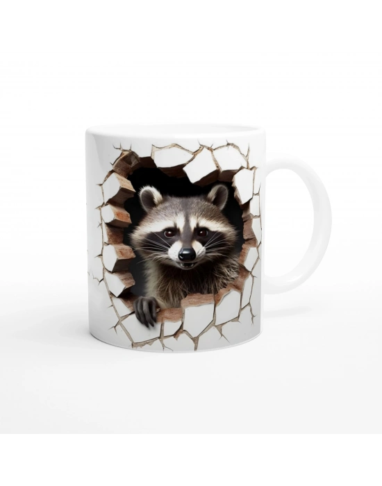 Duvarı Delen Sevimli Rakun Kupa Bardak