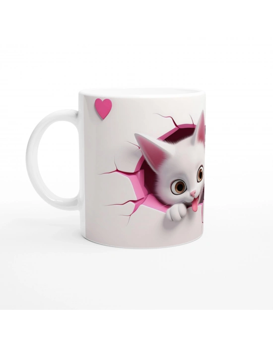 Duvarı Delen Sevimli Yavru Kediler Temalı Baskılı Kupa Bardak