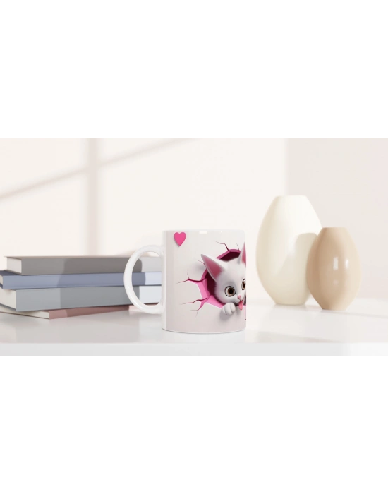 Duvarı Delen Sevimli Yavru Kediler Temalı Baskılı Kupa Bardak