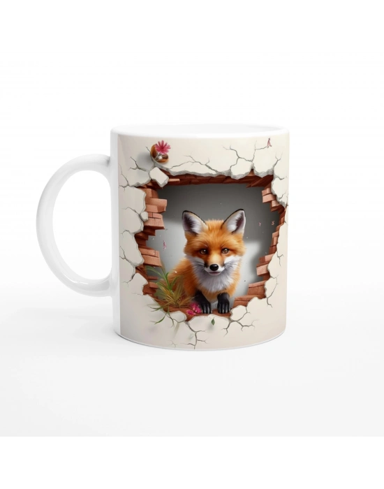 Duvarı Delen Tilki Baskılı Kupa Bardak