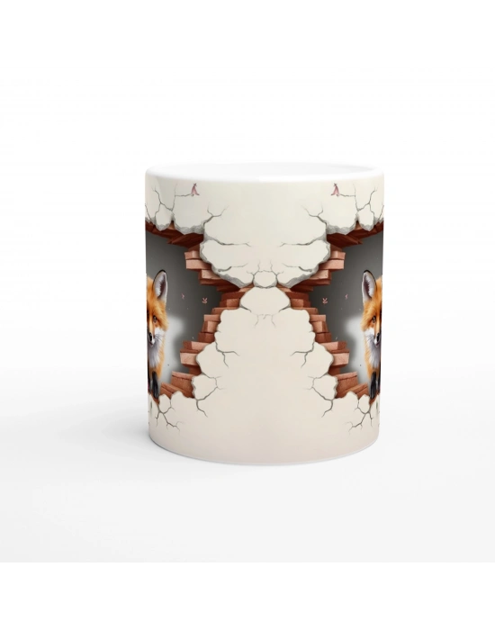 Duvarı Delen Tilki Baskılı Kupa Bardak