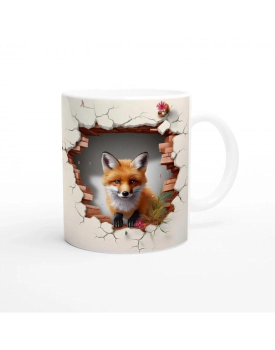 Duvarı Delen Tilki Baskılı Kupa Bardak