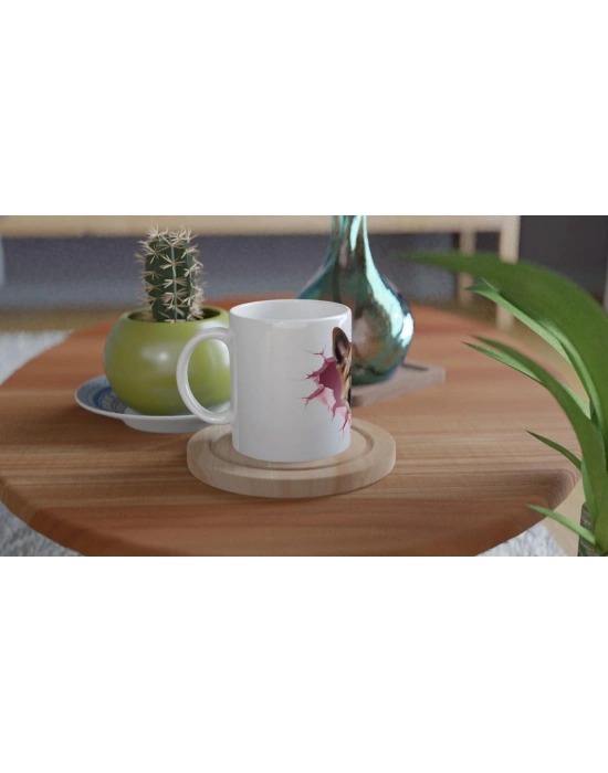 Duvarı Delip Bakan Alman Kurdu Temalı Baskılı Kupa Bardak