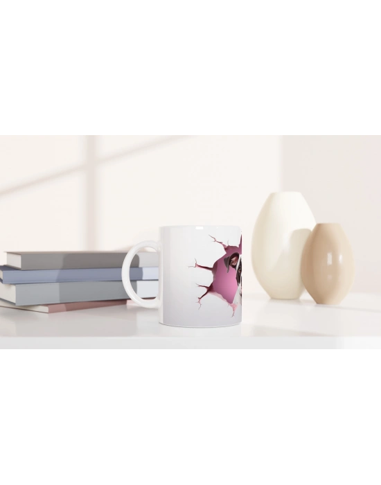 Duvarı Delip Bakan Boxer Köpek Temalı Baskılı Kupa Bardak