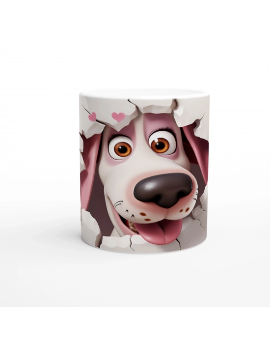 Duvarı Delip Bakan Neşeli Köpek Baskılı Kupa Bardak